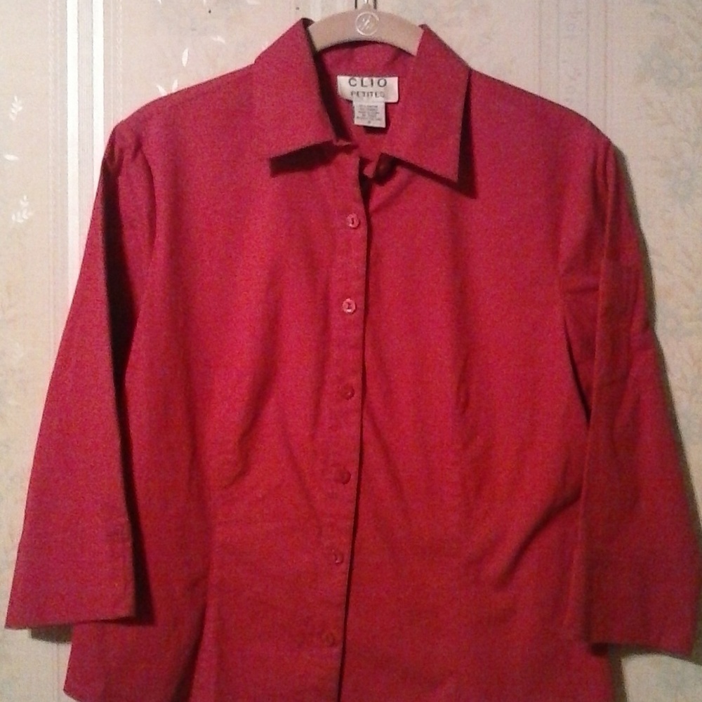 CLIO PETITES WOMEN'S DK PINK 3/4 SLEEVE SHIRT